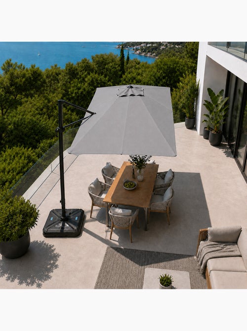 PIANA Parasol rectangulaire 2x3m déporté rotatif gris - Kiabi PIANA Parasol rectangulaire 2x3m déporté rotatif gris - Kiabi