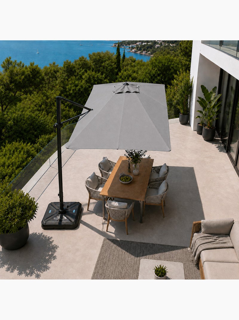 PIANA Parasol rectangulaire 2x3m déporté rotatif gris Gris - Kiabi
