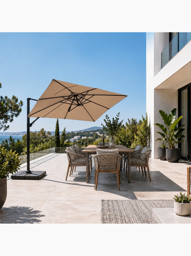 PIANA Parasol rectangulaire 2x3m déporté rotatif gris Gris - Kiabi