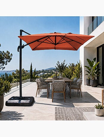 PIANA Parasol rectangulaire 2x3m déporté rotatif terracota