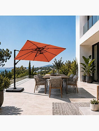 PIANA Parasol rectangulaire 2x3m déporté rotatif terracota