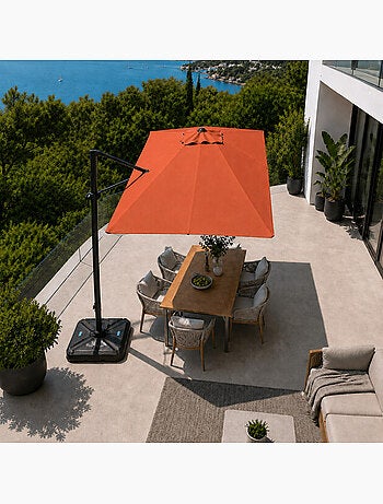 PIANA Parasol rectangulaire 2x3m déporté rotatif terracota