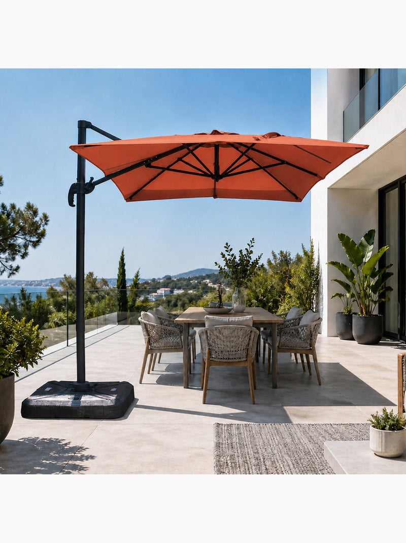 PIANA Parasol rectangulaire 2x3m déporté rotatif terracota Terracotta - Kiabi