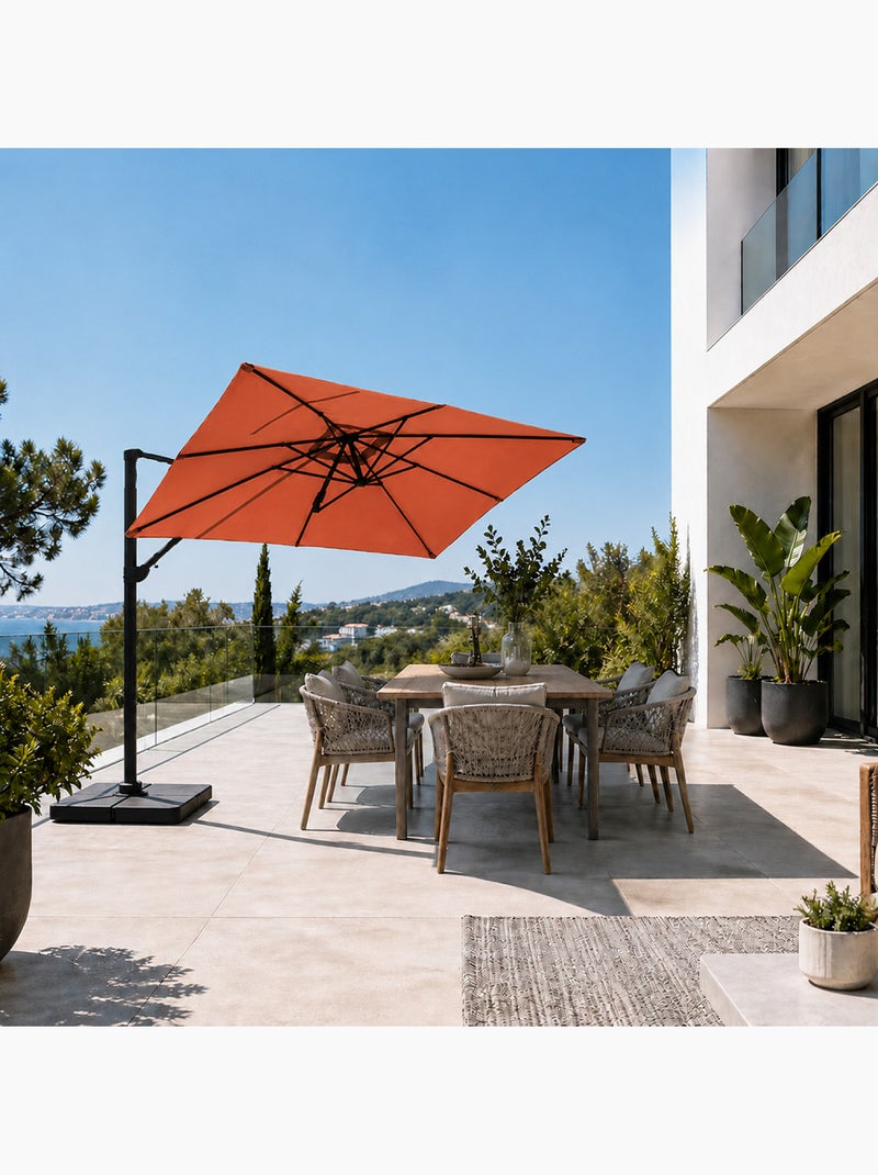 PIANA Parasol rectangulaire 2x3m déporté rotatif terracota Terracotta - Kiabi
