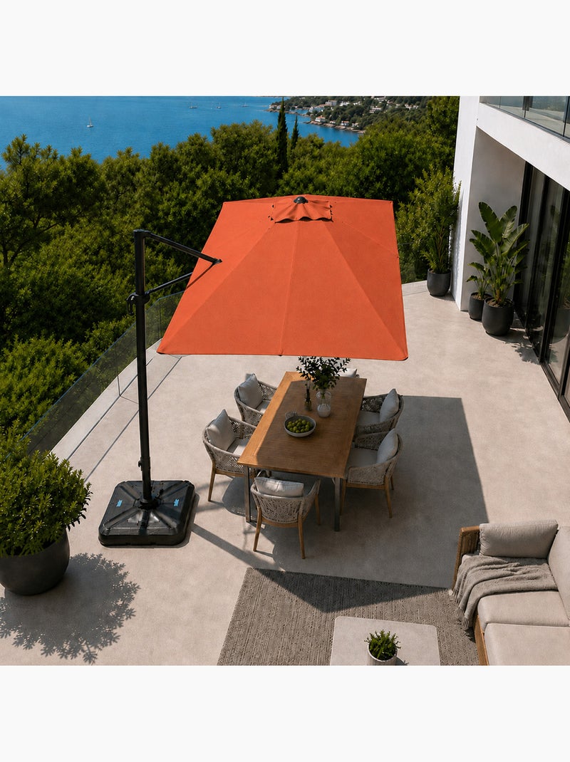 PIANA Parasol rectangulaire 2x3m déporté rotatif terracota Terracotta - Kiabi