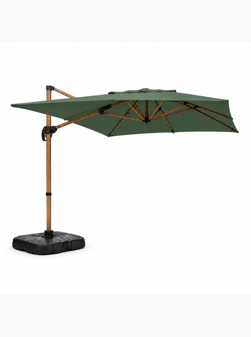PIANA Parasol rectangulaire 2x3m déporté rotatif vert structure effet bois - Kiabi PIANA Parasol rectangulaire 2x3m déporté rotatif vert structure effet bois - Kiabi