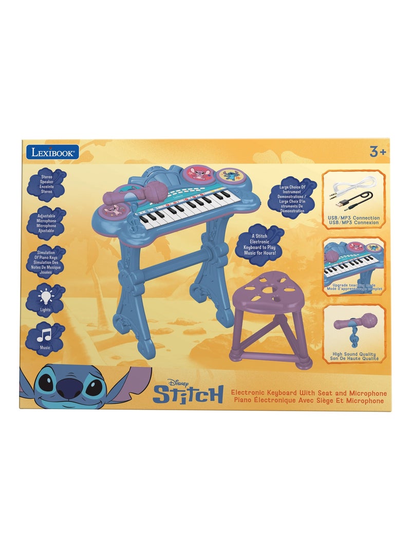 Piano électronique Stitch avec siege et microphone Bleu - Kiabi