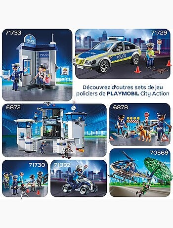 Pick-up de police avec 2 personnages et moto