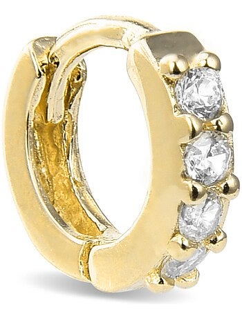 Boucles D'oreilles Dormeuses Or Jaune Flash Argent 925 Zircone Ronde 7x7mm Rose