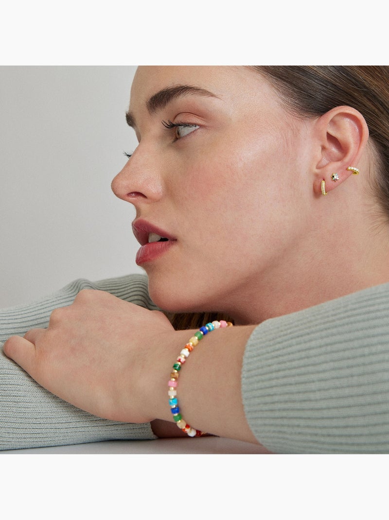 Piercing Luxenter en argent 925 avec zircon multicolore et plaqué or 18k - Fanti Multicolore - Kiabi