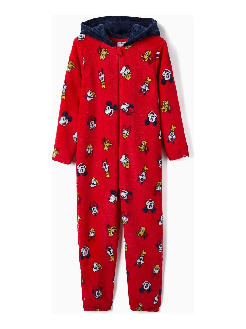 Pijama-Grenouillère avec Capuche avec Oreilles pour Garçon 'Mickey & Amis'   DISNEY CLASSICS Rouge - Kiabi