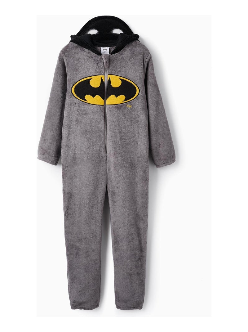 Pijama-Grenouillère avec Capuche-Masque avec Oreilles pour Garçon 'Batman'   WARNER BATMAN Gris - Kiabi
