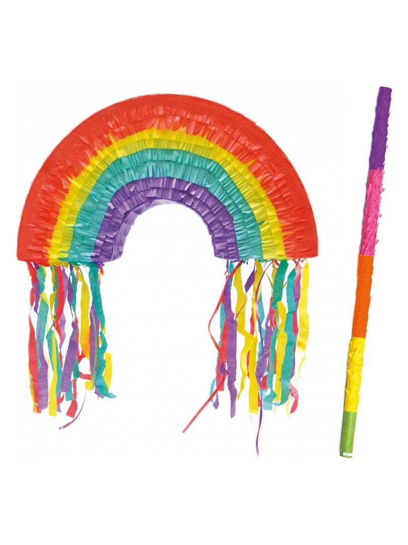 Piñata arc-en-ciel + bâton Multicolore - Kiabi