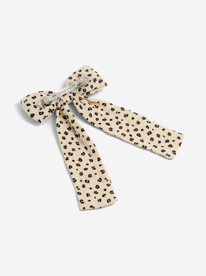 Pince avec gros nœud imprimé Beige - Kiabi