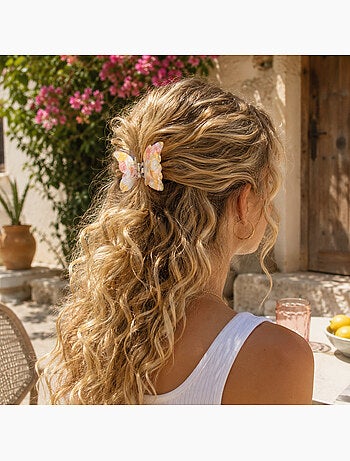 Pince cheveux papillon en résine marbrée