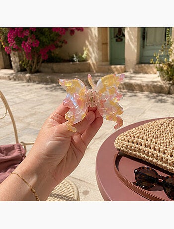 Pince cheveux papillon en résine marbrée