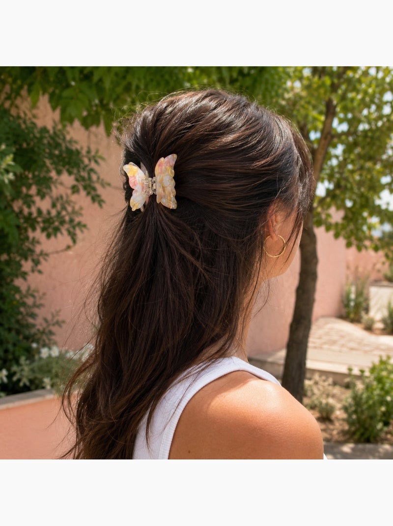 Pince cheveux papillon en résine marbrée Blush - Kiabi
