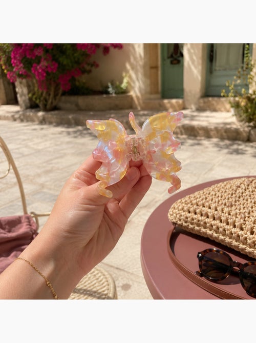 Pince cheveux papillon en résine marbrée - Kiabi