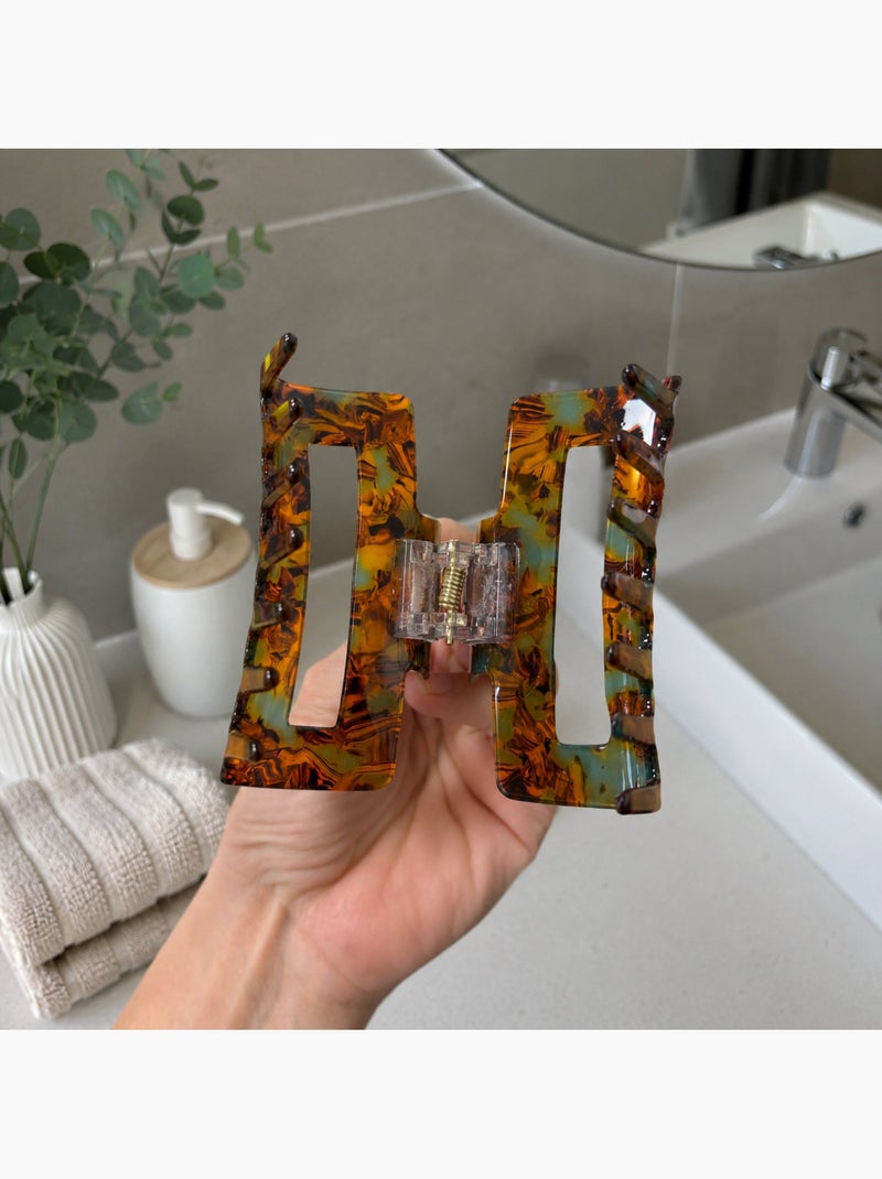 Pince crabe cheveux en acétate finition brillante Cognac - Kiabi