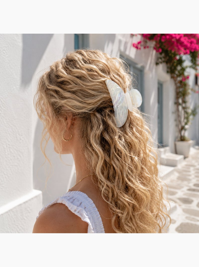 Pince crabe cheveux nacrée grand format Blanc nacré - Kiabi