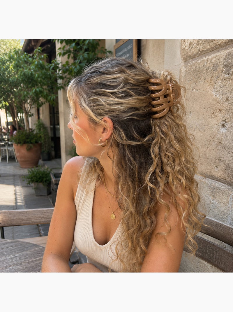 Pince crabe cheveux XXL finition satinée Cognac - Kiabi
