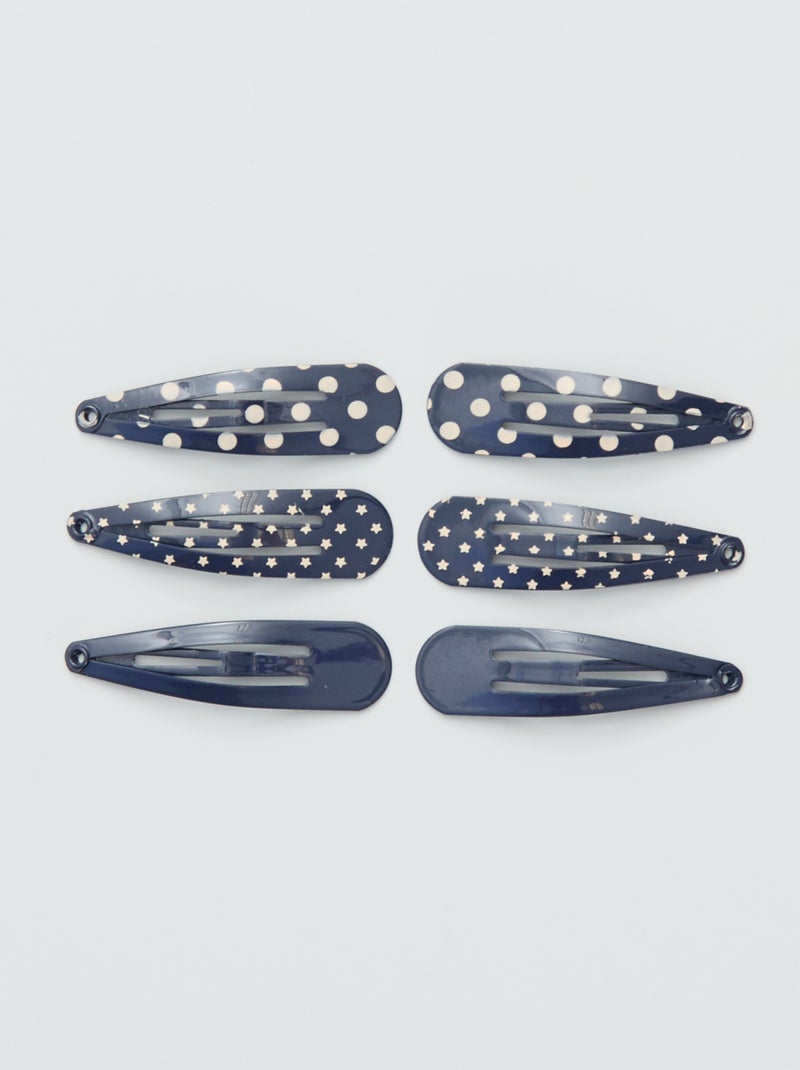 Pinces à cheveux fantaisie - Lot de 6 bleu navy - Kiabi