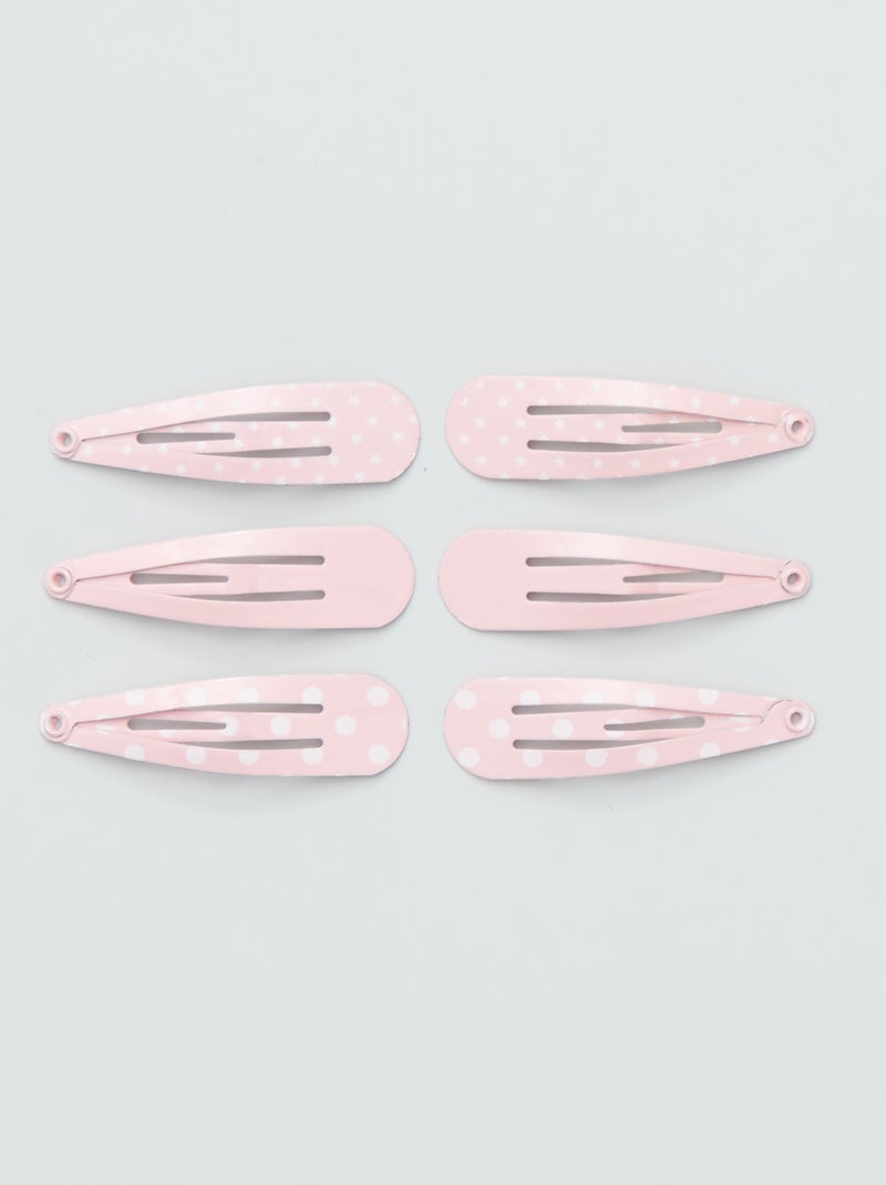 Pinces à cheveux fantaisie - Lot de 6 rose - Kiabi