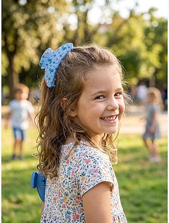 Pinces cheveux enfant stitch & angel : lot de 2 grandes griffes