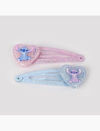 Pinces cheveux enfant Stitch & Angel pastel pailletées : lot de 6