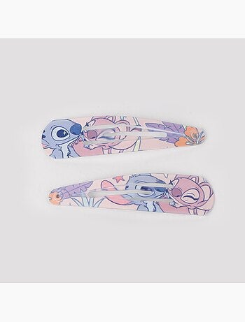 Pinces cheveux enfant Stitch & Angel pastel pailletées : lot de 6