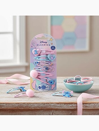 Pinces cheveux enfant Stitch & Angel pastel pailletées : lot de 6