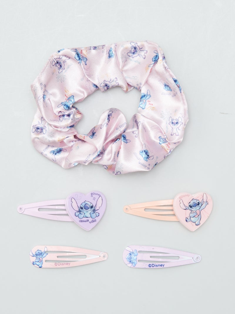 Pinces + chouchou 'Stitch' - Lot de 5 Rose - Kiabi