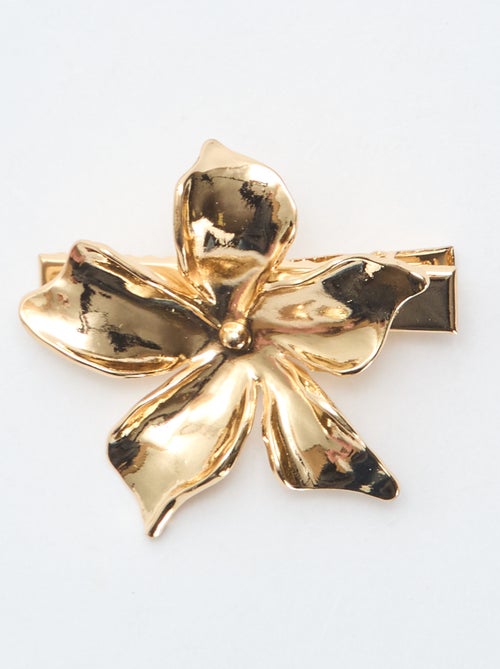Pinces croco en forme fleur dorées - Kiabi