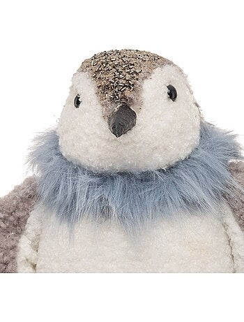 Pingouin de noël gris et bleu h. 29 cm