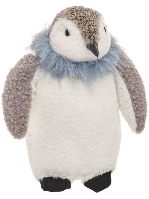 Pingouin de noël gris et bleu h. 29 cm - Kiabi