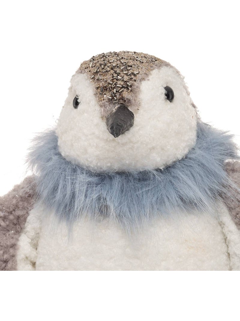 Pingouin de noël gris et bleu h. 29 cm Bleu gris - Kiabi