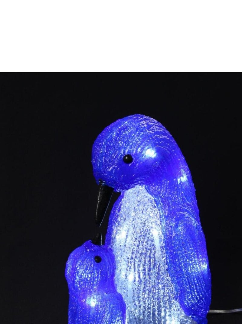 Pingouin et bebe lumineux 20 Led Bleu - Kiabi