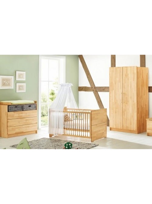 'pinolino' chambre de bébé natura 3 pièces lit de bébé évolutif commode à langer armoire à 2 portes - Kiabi