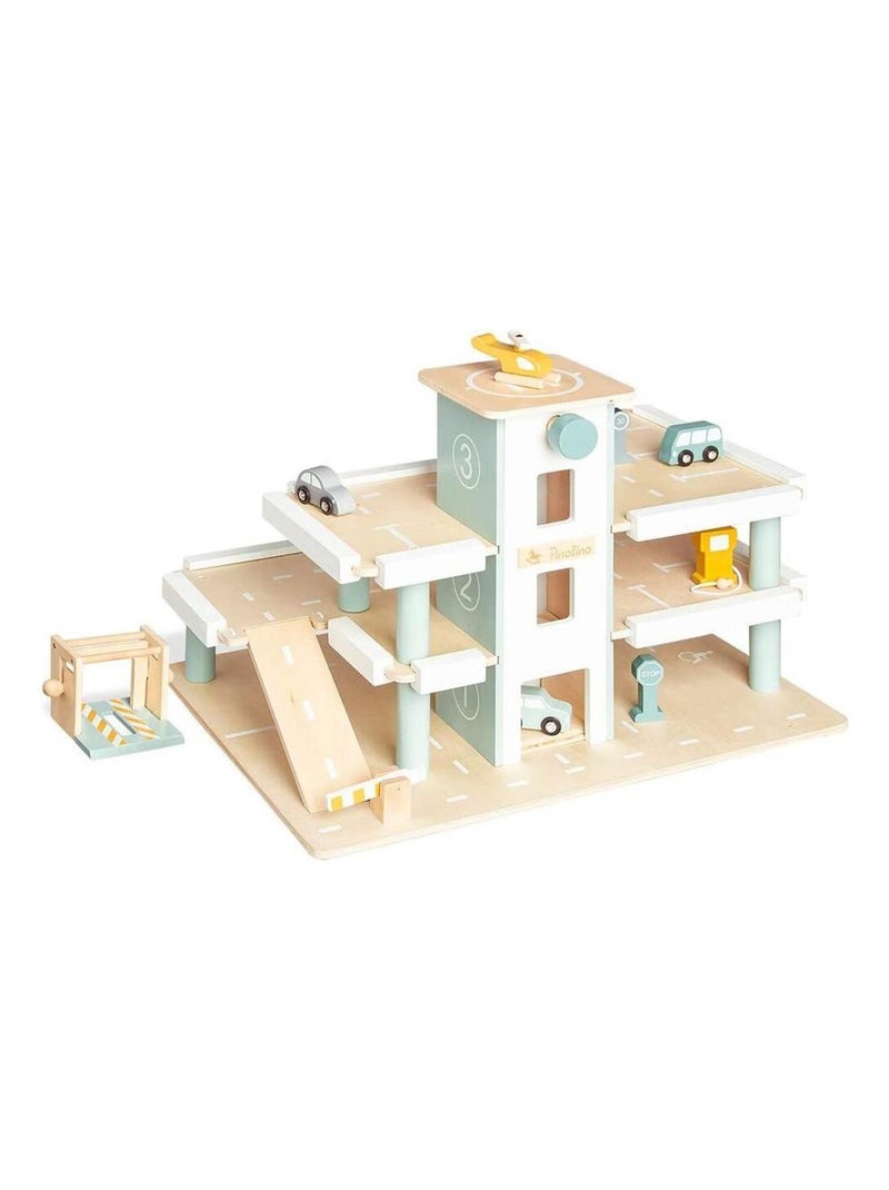 'Pinolino' Parking à étages Kurt avec accessoires bouleau et MDF laqué clair et multicolore Beige - Kiabi