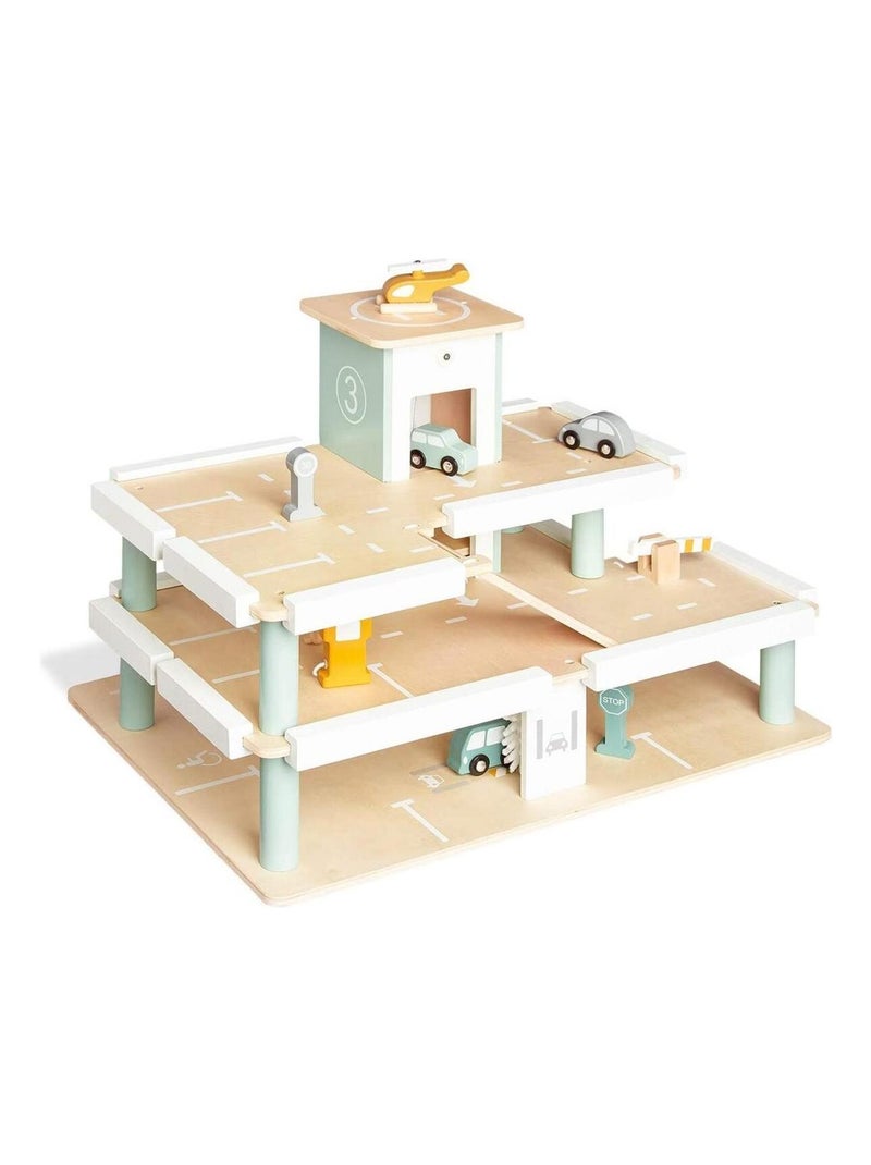 'Pinolino' Parking à étages Kurt avec accessoires bouleau et MDF laqué clair et multicolore Beige - Kiabi