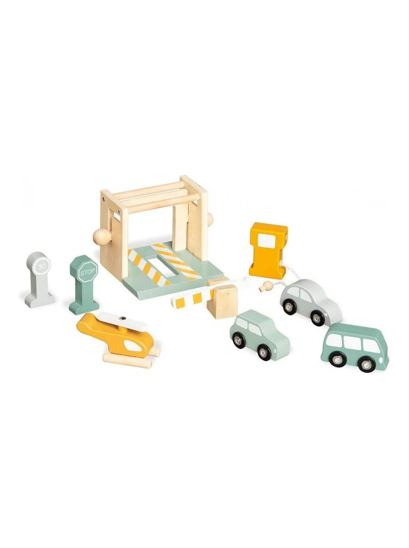 'Pinolino' Parking à étages Kurt avec accessoires bouleau et MDF laqué clair et multicolore Beige - Kiabi