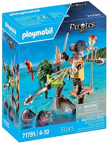 Pirate avec arbalète, flèche et poissons à viser