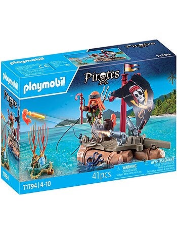 Pirate avec radeau flottant, canons et trésor