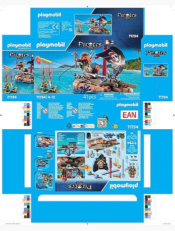 Pirate avec radeau flottant, canons et trésor