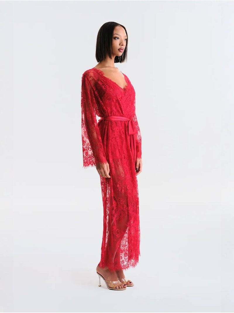 Pirra lace peignoir collection privee penti Rouge - Kiabi