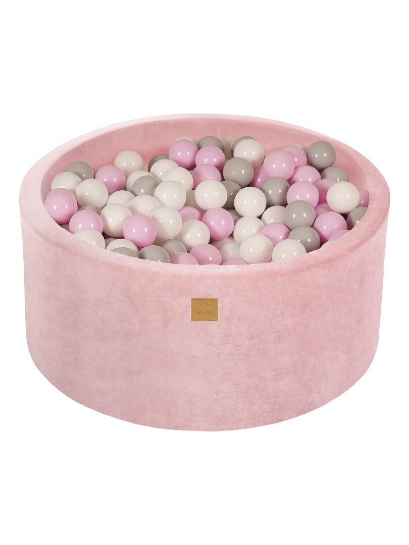 GoldenGroup Piscine à Balles Bébé LUX 90x40 Cm – Velours Et Mousse, Ronde, Sans Balles – Rose, Dès 1 Mois