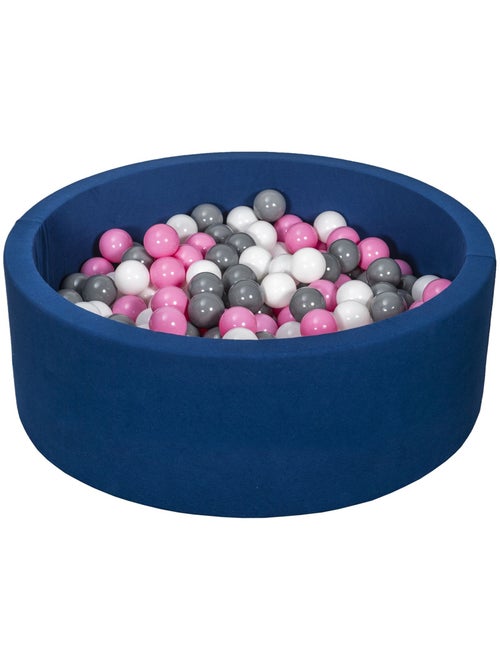 Piscine à balles aire de jeu + 200 balles bleu marine blanc,rose clair,gris - Kiabi