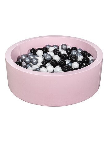 Piscine À Balles Aire De Jeu + 200 Balles Rose Noir, Blanc, Argent