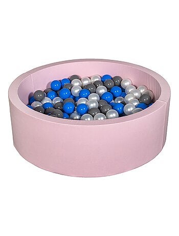 Piscine À Balles Aire De Jeu + 200 Balles Rose Perle, Bleu, Gris
