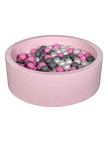 Piscine À Balles Aire De Jeu + 200 Balles Rose Perle, Rose Clair, Gris